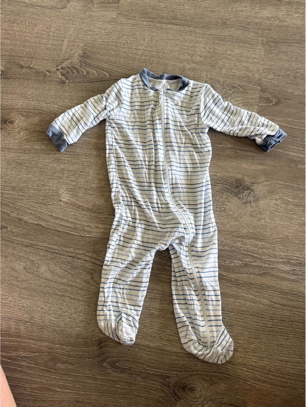 Milkberry blue striped zipper sleeper, 6-9 months
